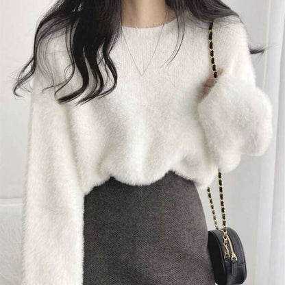Dames Pull doux avec coupe ample et design à la mode Chic und Stil