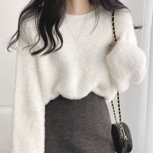Dames Pull doux avec coupe ample et design à la mode Chic und Stil