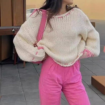 Pull en gros tricot pour femmes avec des détails ludiques et une coupe décontractée Chic und Stil