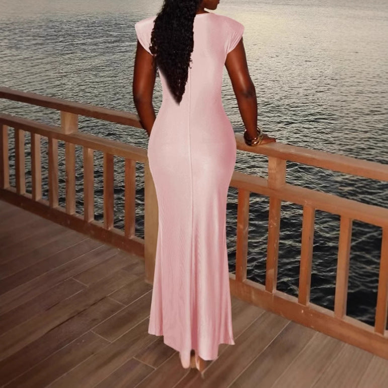 Dames Robe Maxi Wrap Élégante avec Détail Volant Latéral Chic und Stil