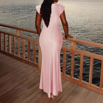 Dames Robe Maxi Wrap Élégante avec Détail Volant Latéral Chic und Stil