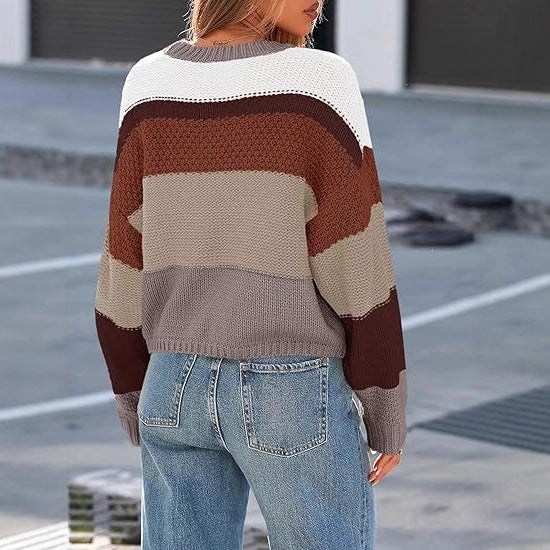 Dames Pull en laine rayé décontracté avec coupe décontractée Chic und Stil