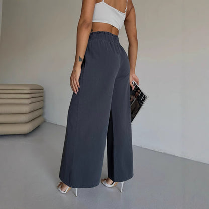 Wide palazzo pants for women with elastic waist and practical pockets Chic and Style