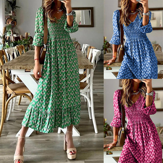 Robe maxi pour femmes avec des manches volumineuses et un cordon élastique à la taille Chic und Stil