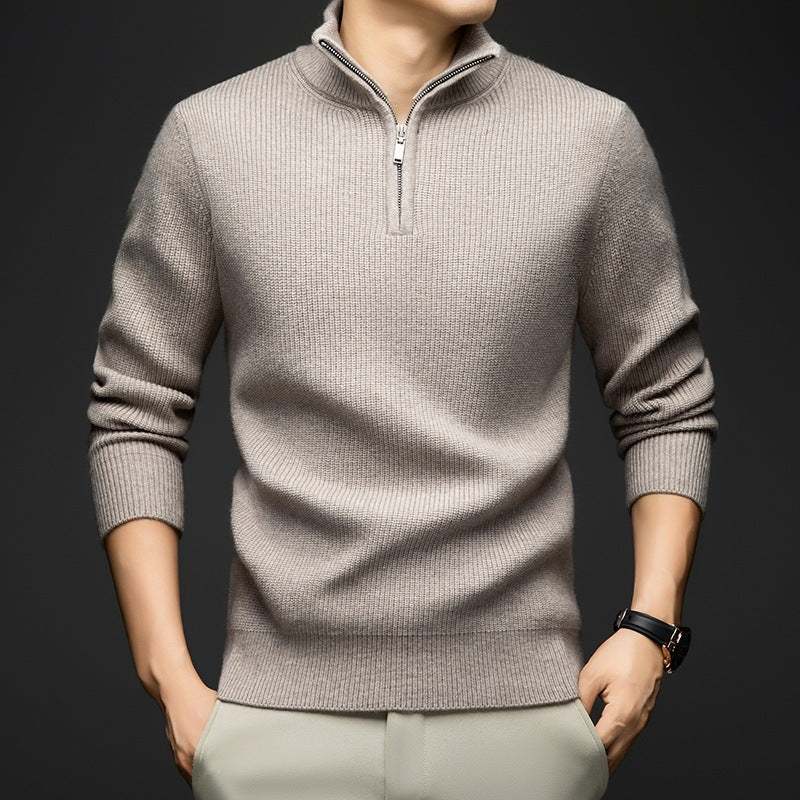 Pull-over zippé élégant pour hommes en laine douce Chic und Stil