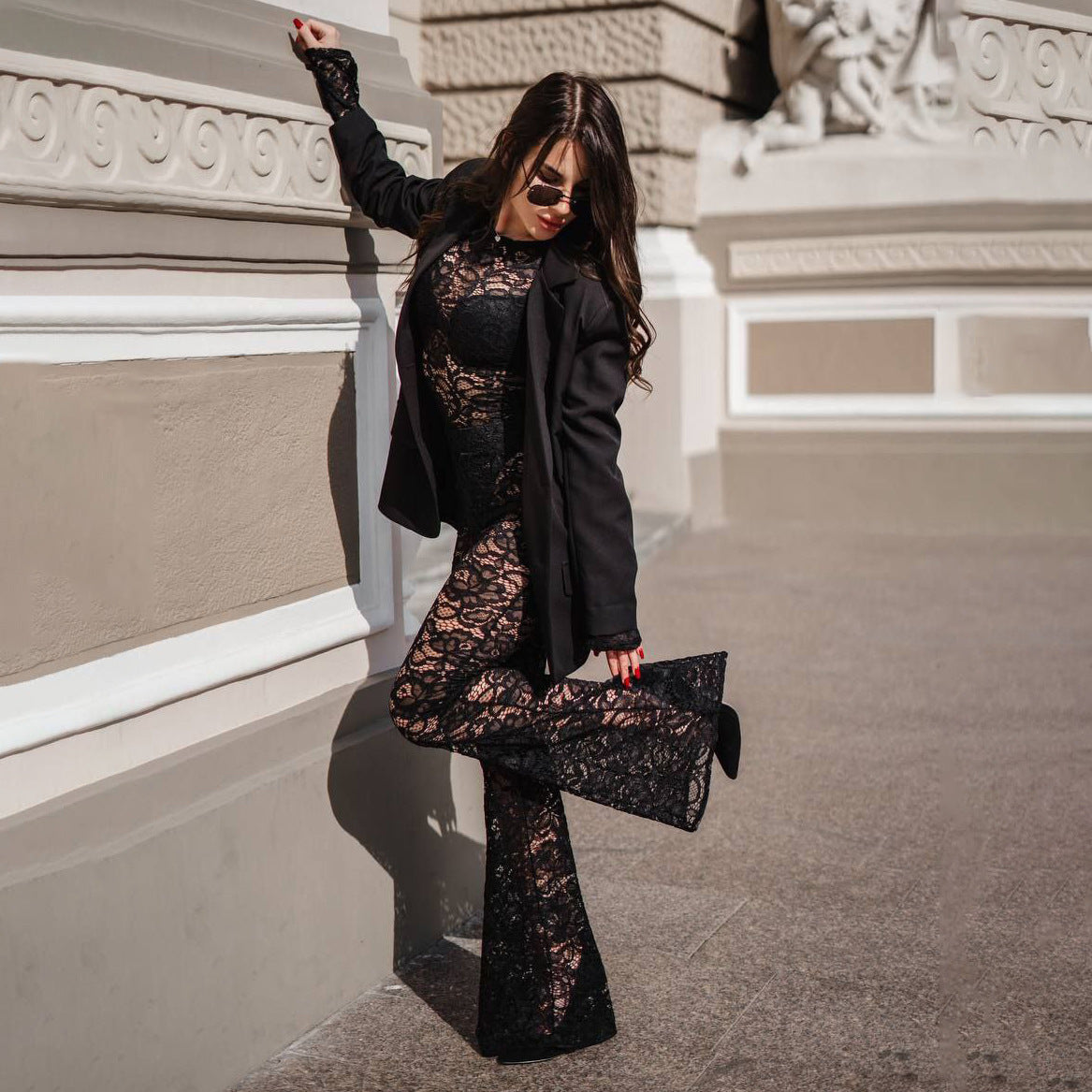 Dames Élégant Ensemble en Dentelle Chic und Stil