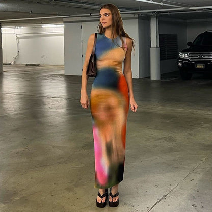 Robe Maxi Abstrait Trendy pour Femmes Chic und Stil