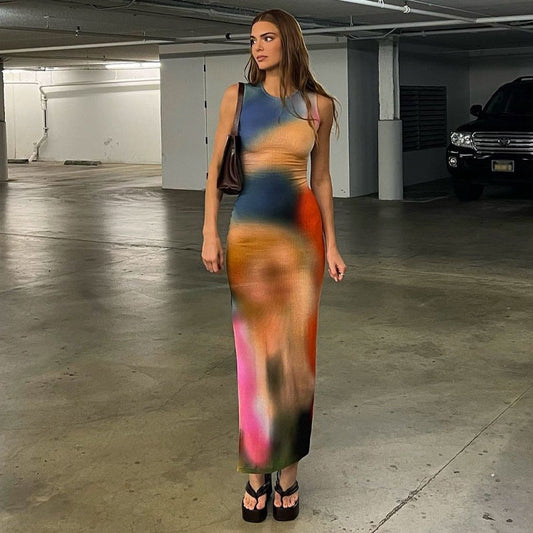 Robe Maxi Abstrait Trendy pour Femmes Chic und Stil