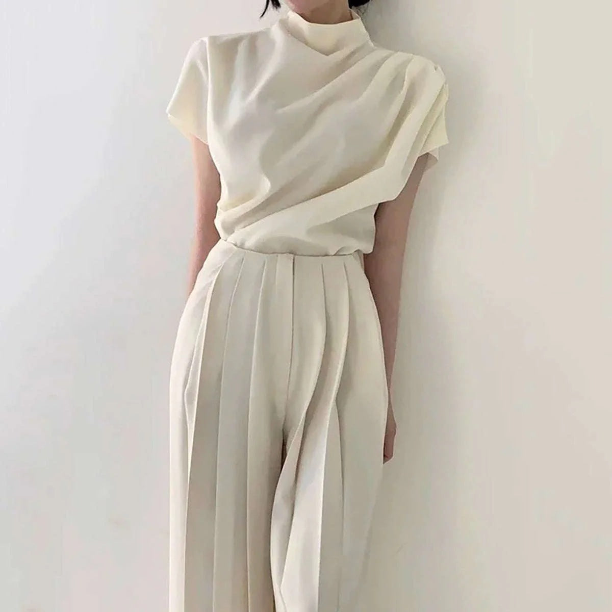 Dames Élégant Combinaison avec Jambe Large et Coupe Cintrée Chic und Stil