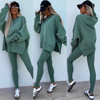 Dames confortable oversized Sweatshirt et leggings ajustés Chic und Stil