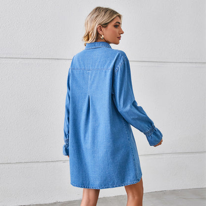 Chic and stylish women's denim shirt dress
