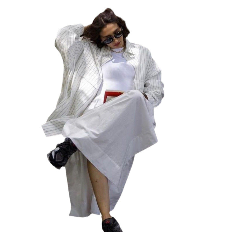 Robe chemise oversized rayée pour femmes Chic und Stil