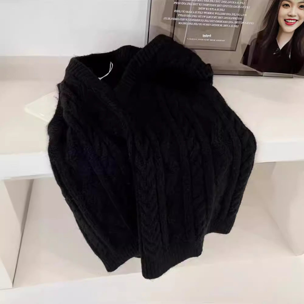 Dames gros tricot gilet avec décolleté en V et motif torsadé Chic und Stil