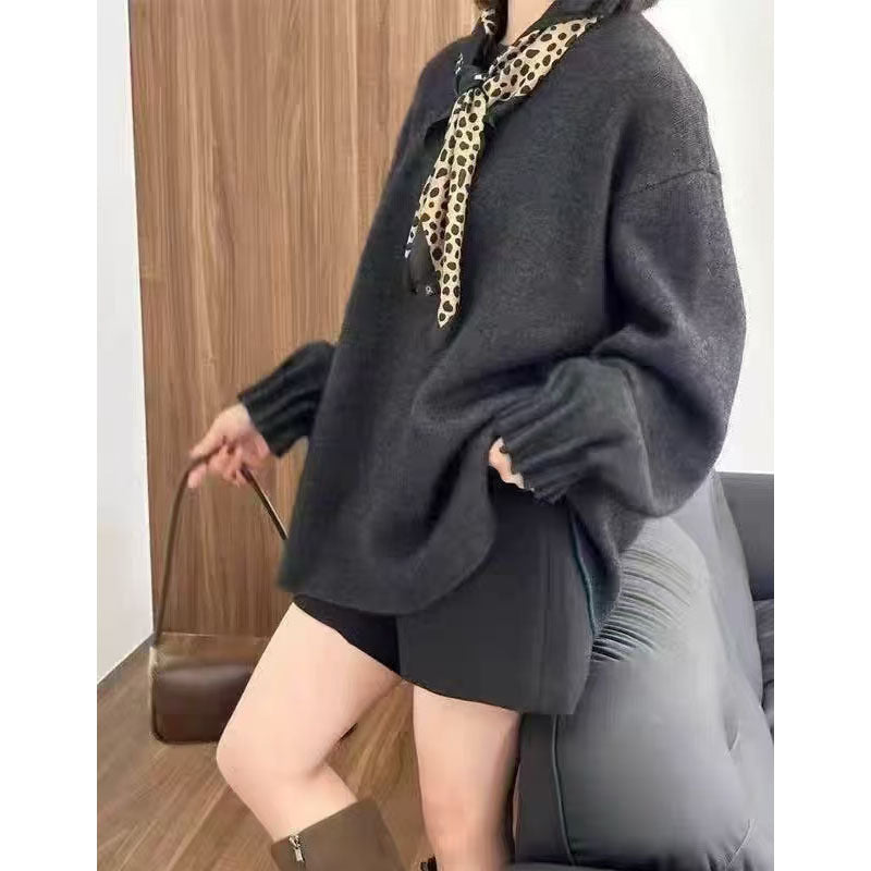 Pull décontracté pour femmes avec design de manches texturées enroulées Chic und Stil