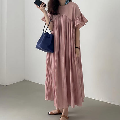 Robe maxi fluide pour femme avec bords froncés Chic und Stil
