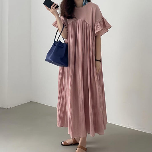 Robe maxi fluide pour femme avec bords froncés Chic und Stil