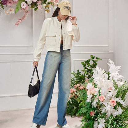 Dames élégante veste cropped Chic und Stil