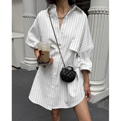 Robe chemise oversized rayée pour femmes Chic und Stil