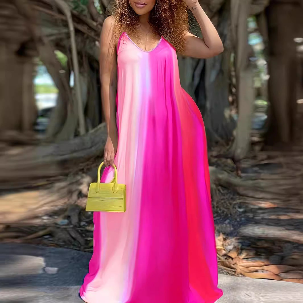 Robe maxi femme avec un dégradé de couleur fluide et de délicates bretelles spaghetti Chic und Stil