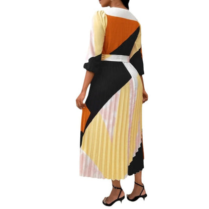 Femmes jupe plissée coupe couleur robe midi Chic und Stil