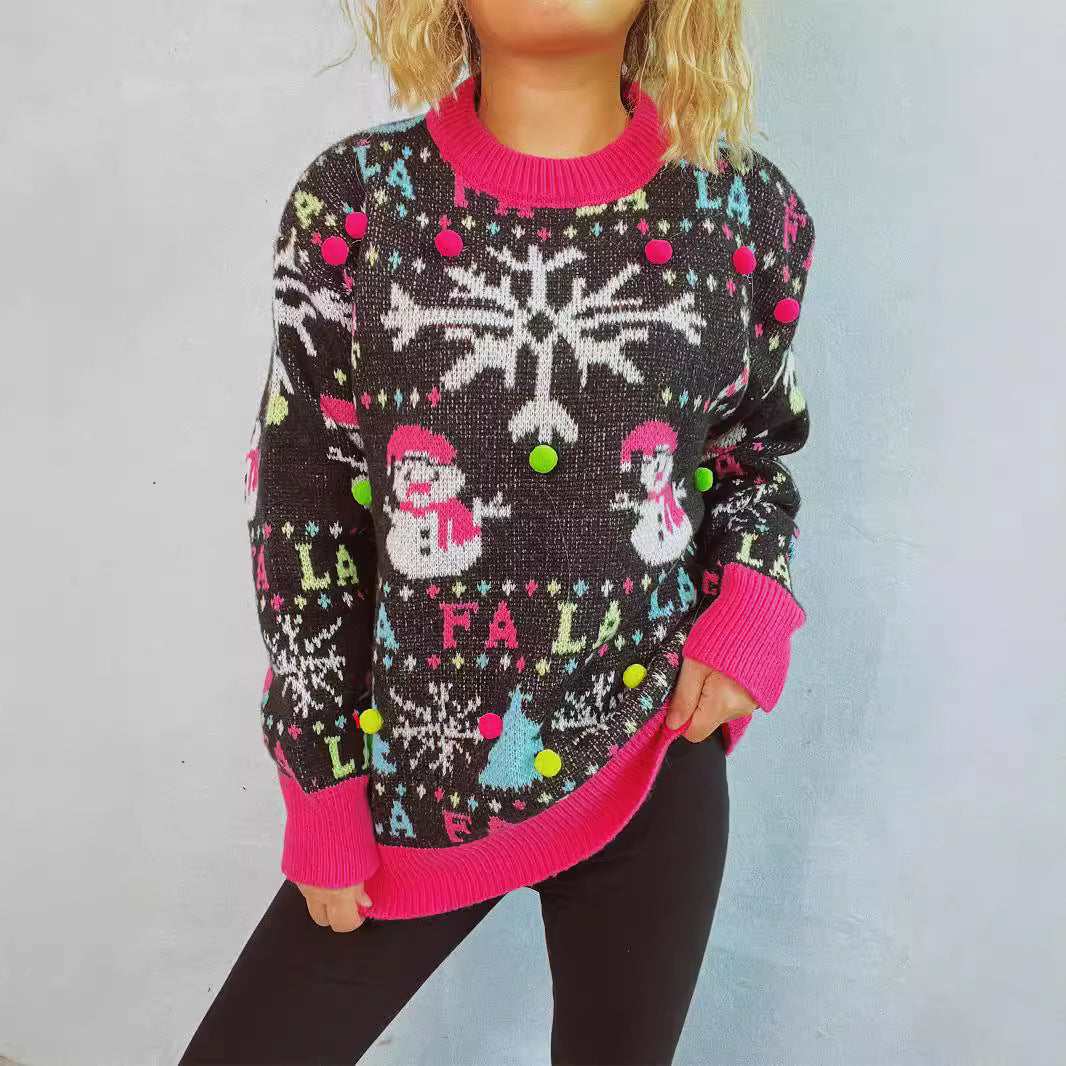 Pull féminin de Noël avec des applications colorées et un design festif Chic und Stil