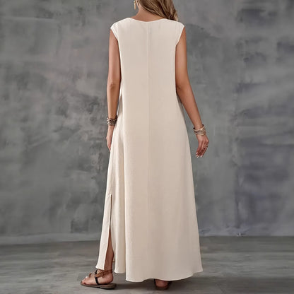 Robe maxi femme avec un élégant décolleté en V et des fentes latérales Chic und Stil