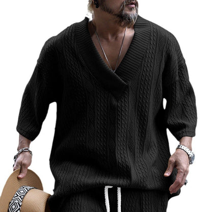 Pull en tricot décontracté pour hommes à col en V Chic und Stil