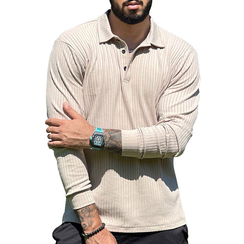 Chemise polo à manches longues pour hommes avec design texturé et élégante patte de boutonnage Chic und Stil