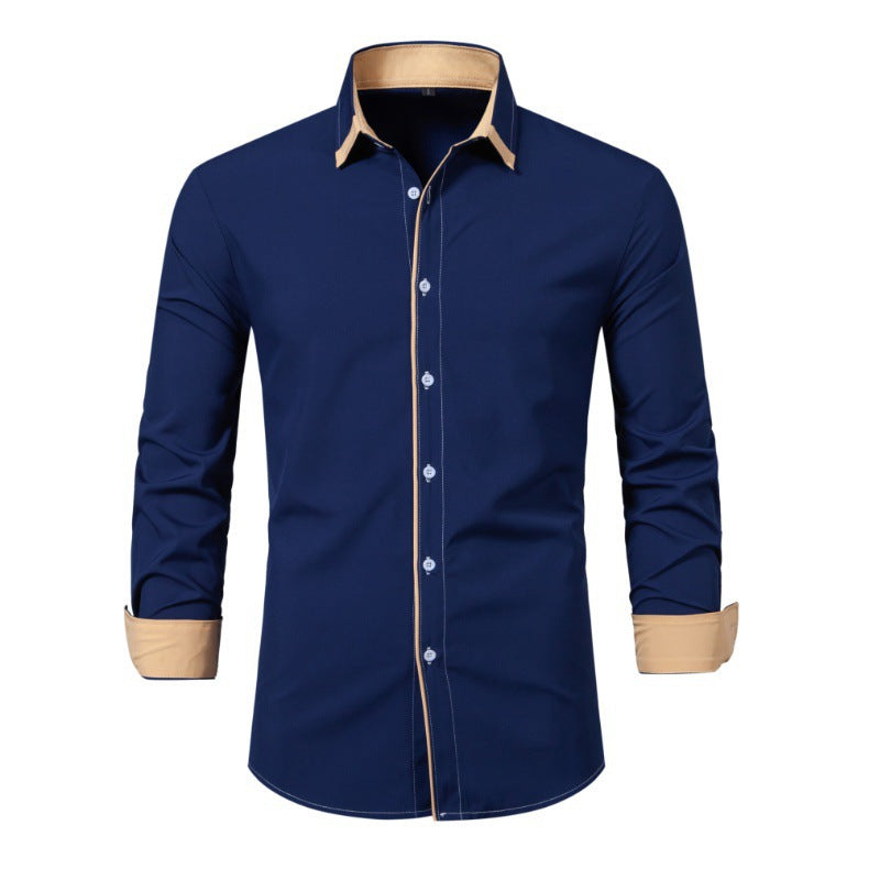 Chemise à manches longues pour hommes avec col contrasté moderne et coupe confortable Chic und Stil