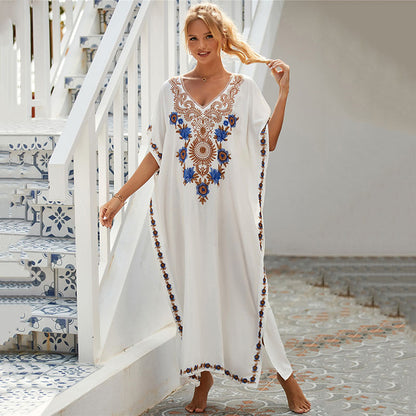 Robe kaftan brodée pour dames Chic und Stil