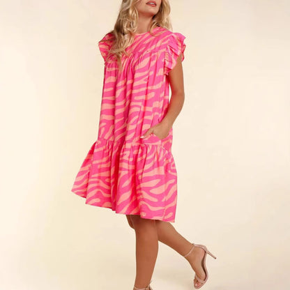 Dames Robe Mini Fluide Volant Chic und Stil