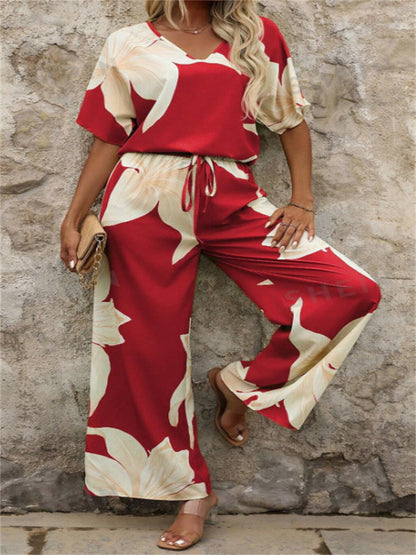 Dames Élégant Jumpsuit avec des motifs floraux et une jambe large Chic und Stil