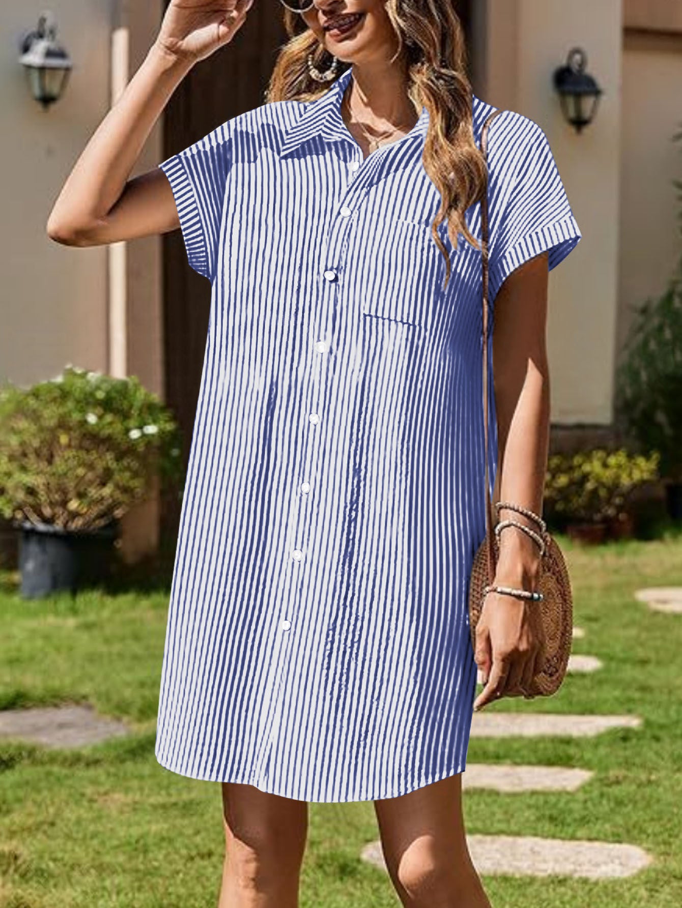 Robe chemise décontractée à boutons pour dames Chic und Stil