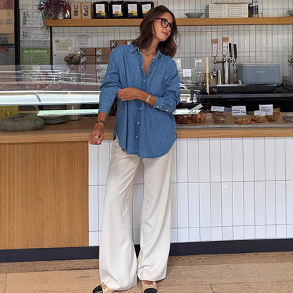 Chemisier en denim décontracté pour femmes avec poches pratiques Chic und Stil