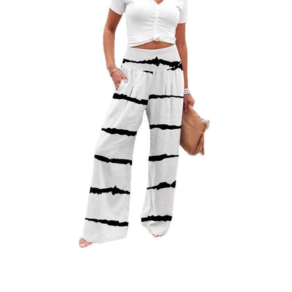 Trend palazzo pants for women with elastic waistband and decorative striped pattern Chic und Stil