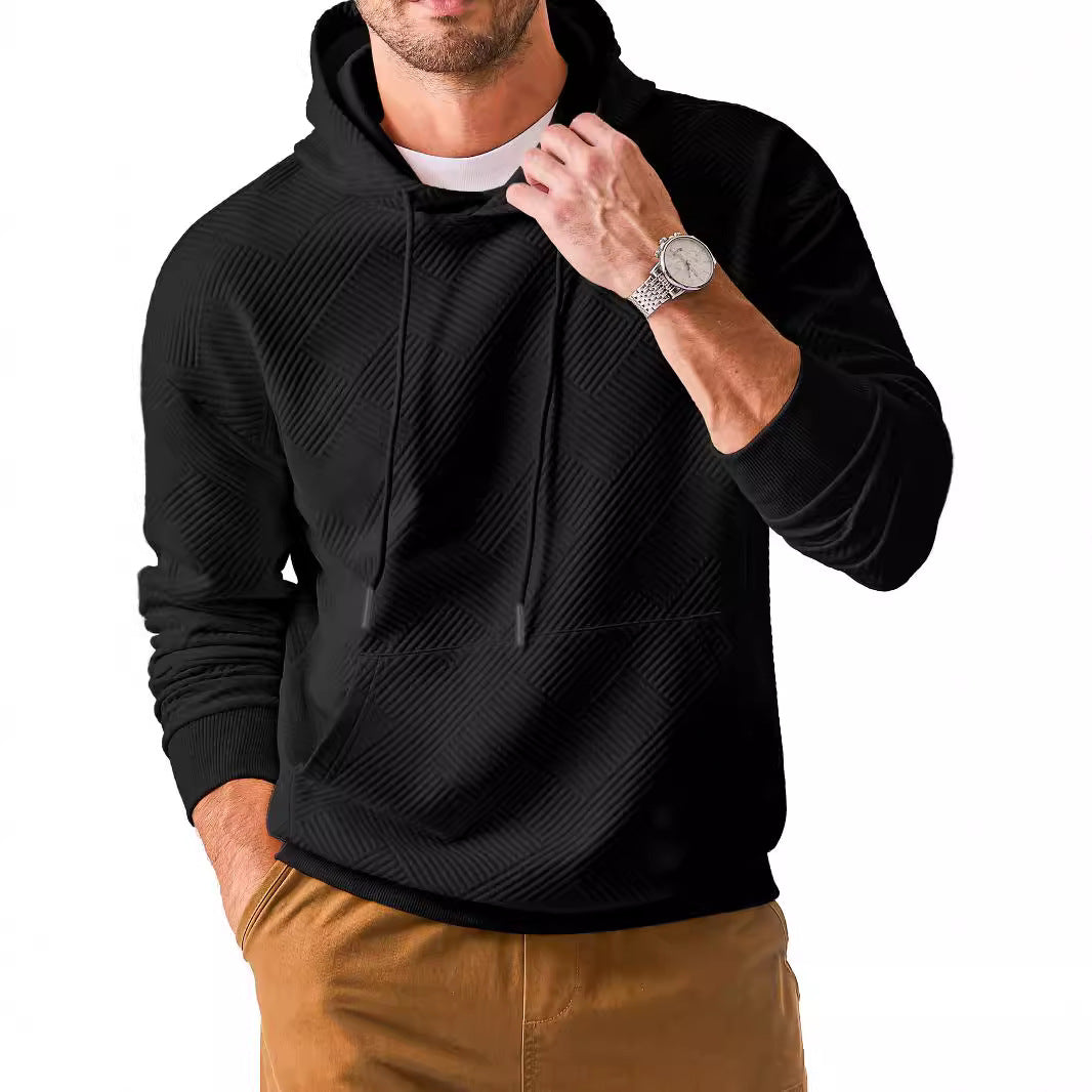 Pull à capuche pour hommes avec design texturé et poche kangourou pratique Chic und Stil
