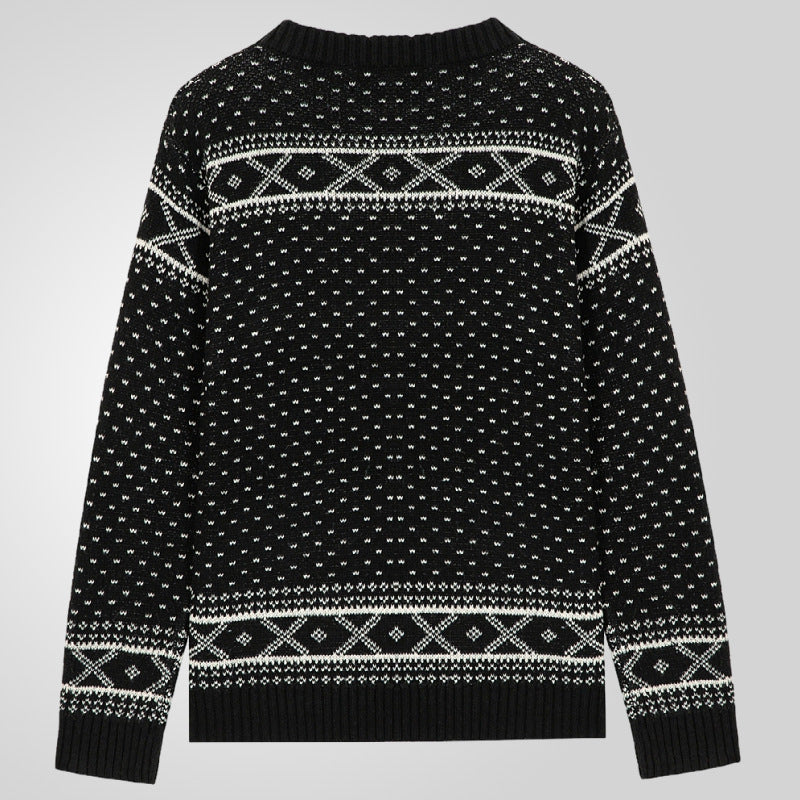 Pull en tricot pour hommes avec motif norvégien traditionnel et col montant Chic und Stil