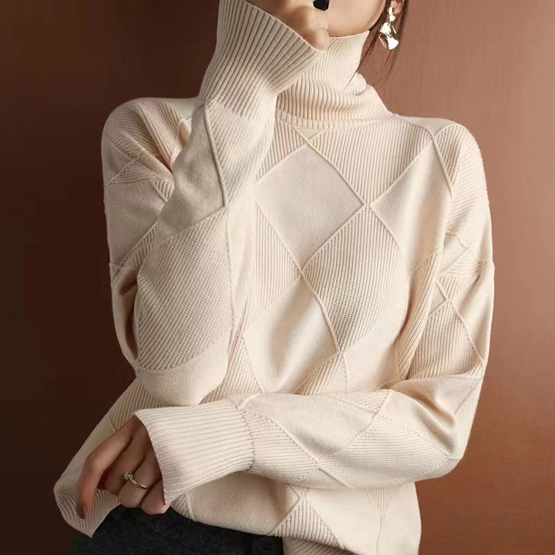 Pull oversized pour femmes avec col montant et design structuré Chic und Stil