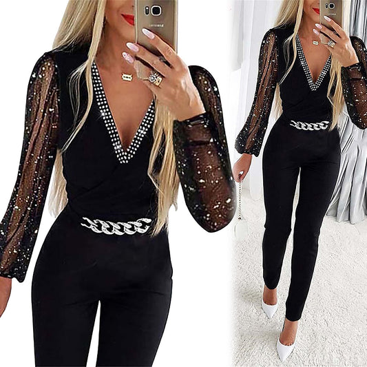 Salopette élégante pour femmes avec des manches transparentes Chic und Stil