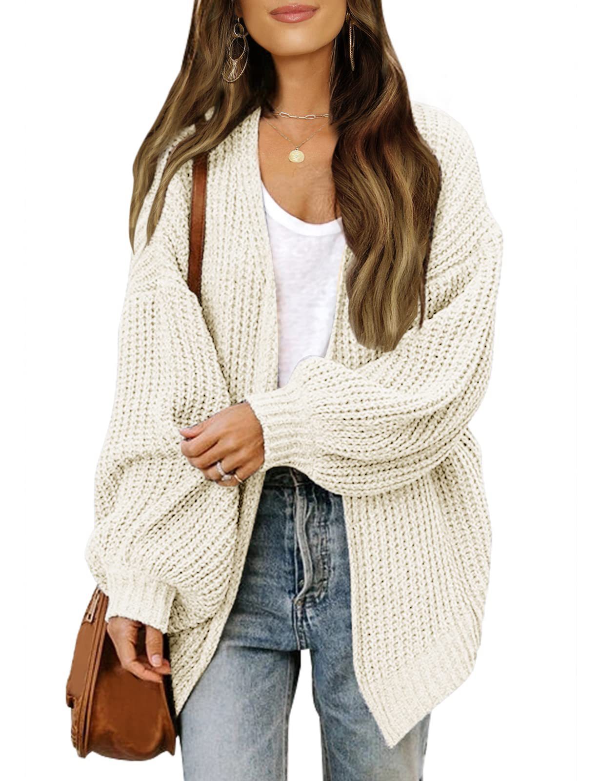 Dames Cardigan en gros tricot délicat avec des manches chatoyantes Chic und Stil