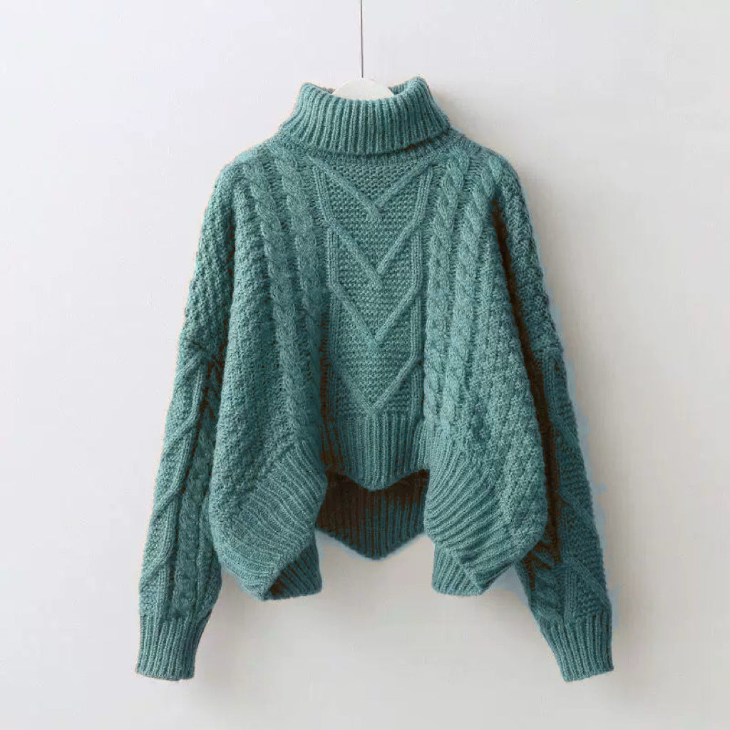 Dame Grand Pull avec Col Haut et Motif Tricot Chic und Stil
