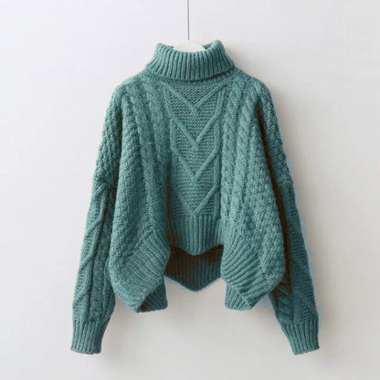 Dame Grand Pull avec Col Haut et Motif Tricot Chic und Stil