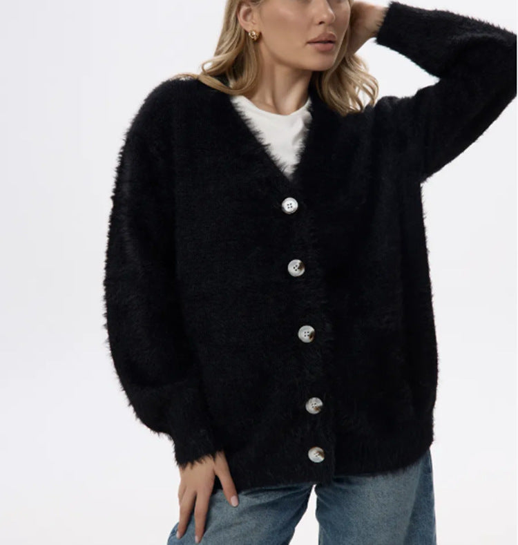Dames Pull en laine douce avec boutons en perles et coupe décontractée Chic und Stil
