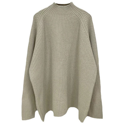 Pull femme décontracté en tricot épais avec col montant et ourlet asymétrique Chic und Stil