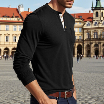Chemise Henley à manches longues pour hommes avec boutons et accents élégants Chic und Stil