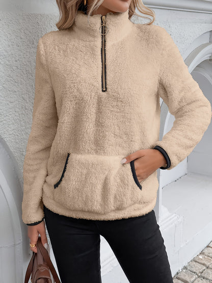 Dames Fleece Pullover avec demi-zip Chic und Stil