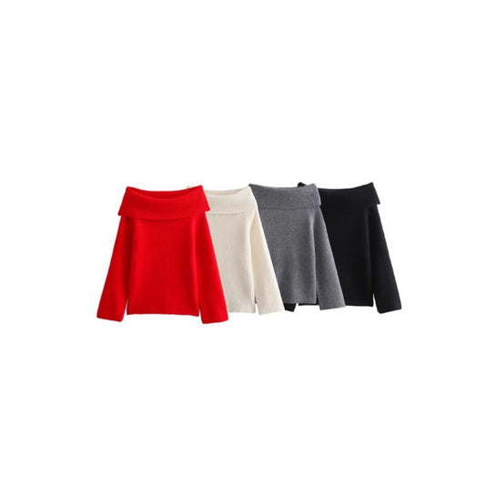 Pull en tricot élégant pour femmes à col montant large Chic und Stil