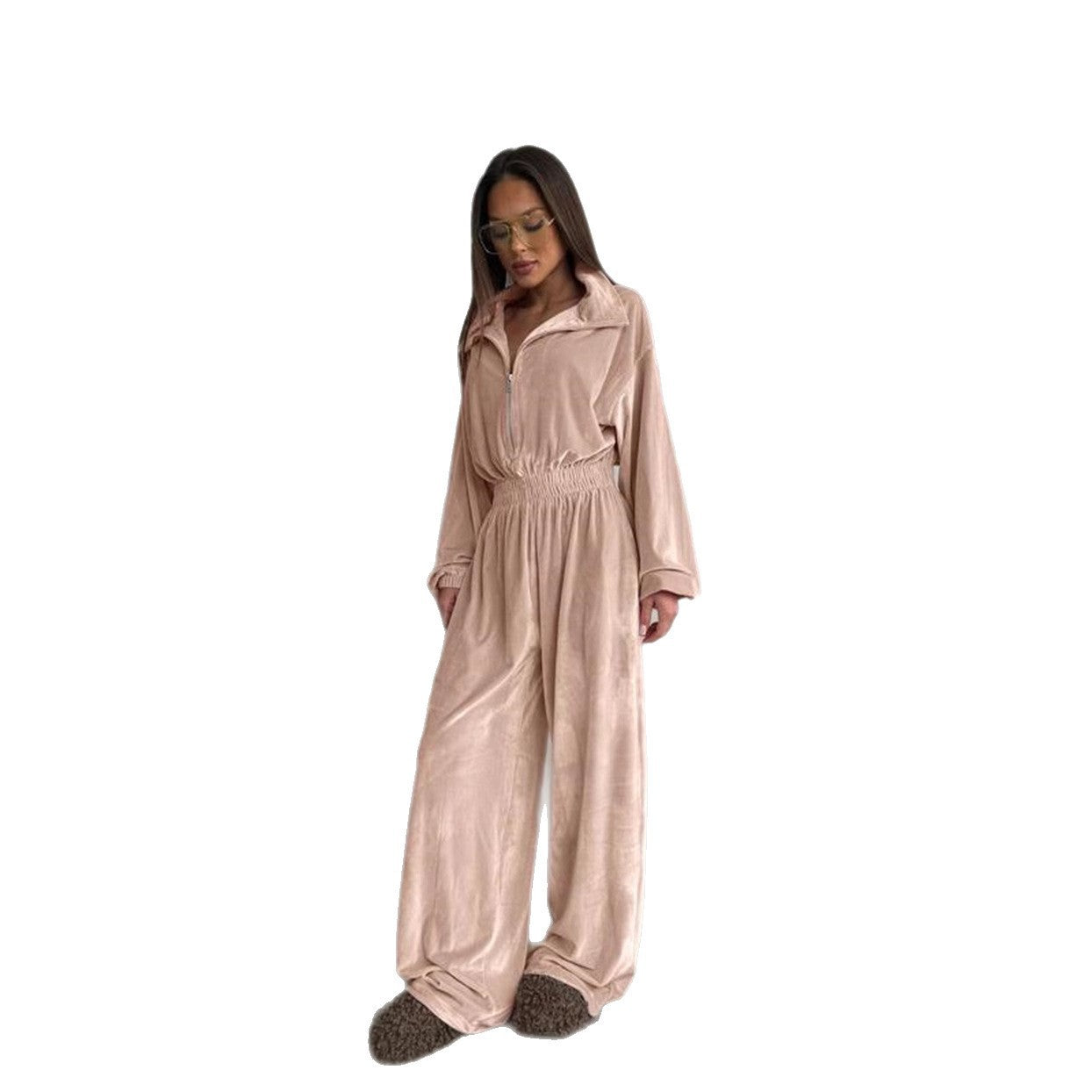 Combinaison en velours luxueuse pour femmes avec col montant Chic und Stil