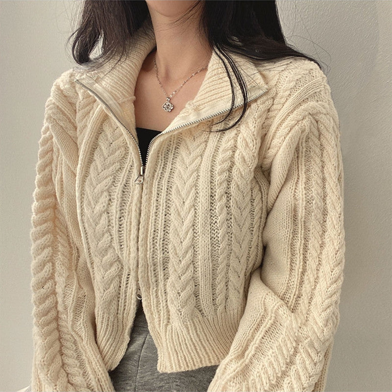 Dames cardigan avec fermeture éclair de haute qualité Chic und Stil