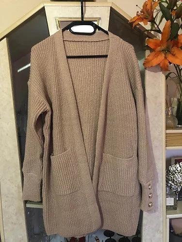 Dames Élégante Cardigan avec Détails de Boutons et Poches Pratiques Chic und Stil